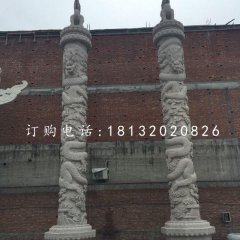 石雕盤龍柱，廣場柱子雕塑