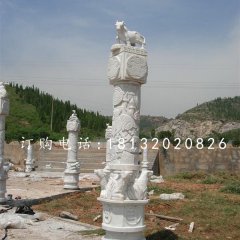 十二生肖柱石雕，漢白玉柱子