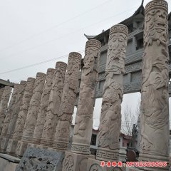 石雕十二生肖浮雕文化柱