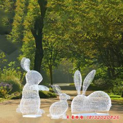 不銹鋼編織兔子雕塑